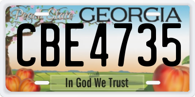 GA license plate CBE4735