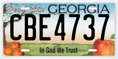 GA license plate CBE4737