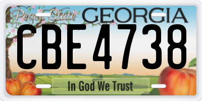 GA license plate CBE4738
