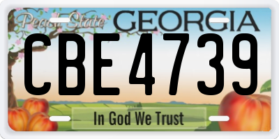 GA license plate CBE4739