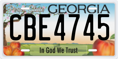 GA license plate CBE4745