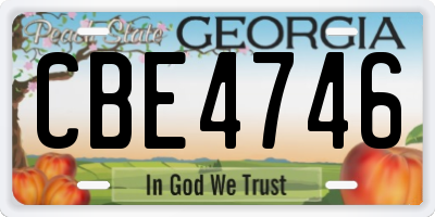 GA license plate CBE4746