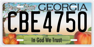 GA license plate CBE4750