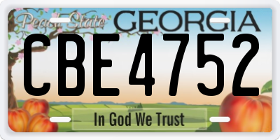 GA license plate CBE4752