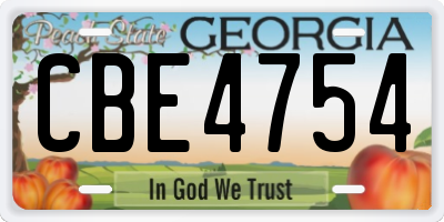 GA license plate CBE4754