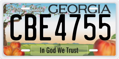 GA license plate CBE4755