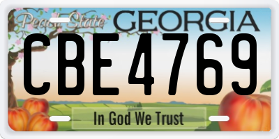 GA license plate CBE4769