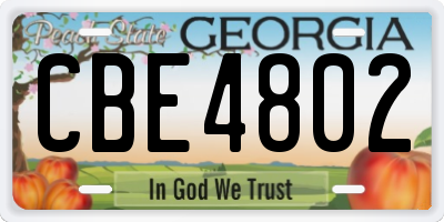 GA license plate CBE4802