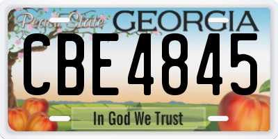 GA license plate CBE4845