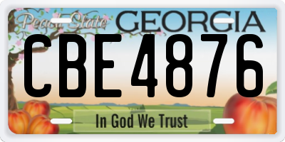 GA license plate CBE4876