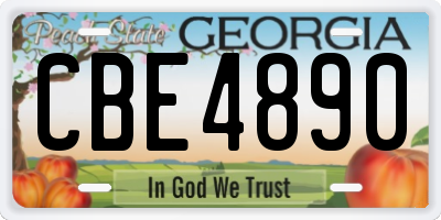 GA license plate CBE4890