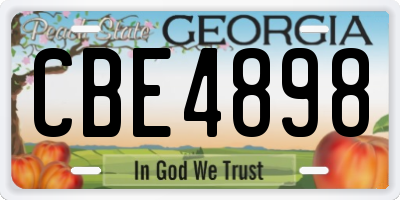 GA license plate CBE4898