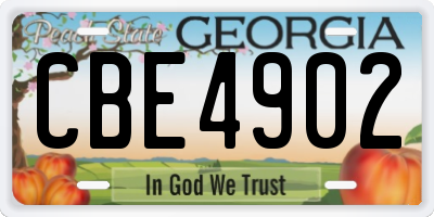 GA license plate CBE4902