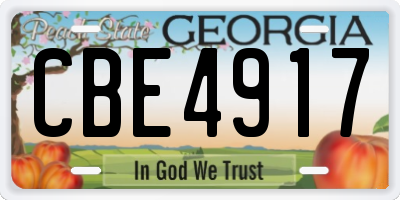 GA license plate CBE4917