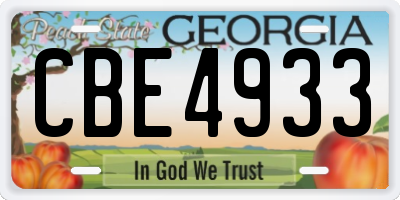GA license plate CBE4933