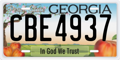 GA license plate CBE4937