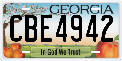 GA license plate CBE4942