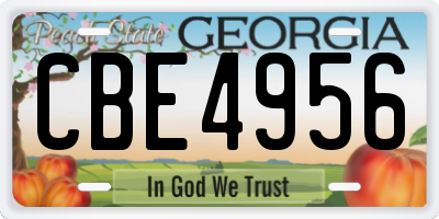 GA license plate CBE4956