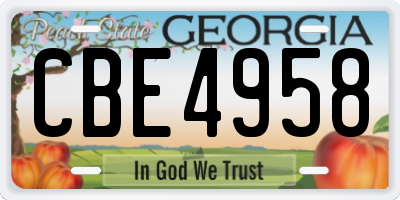 GA license plate CBE4958