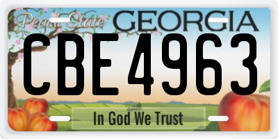 GA license plate CBE4963