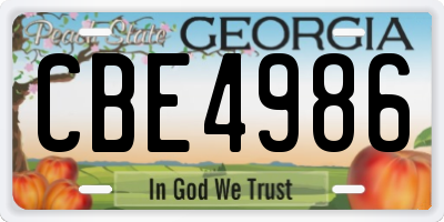GA license plate CBE4986