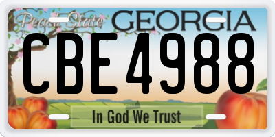 GA license plate CBE4988