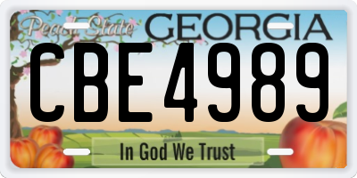 GA license plate CBE4989
