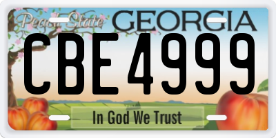 GA license plate CBE4999