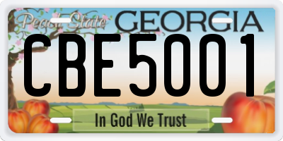 GA license plate CBE5001