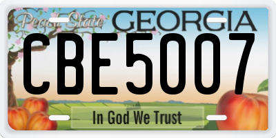 GA license plate CBE5007