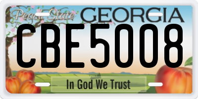 GA license plate CBE5008