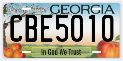 GA license plate CBE5010