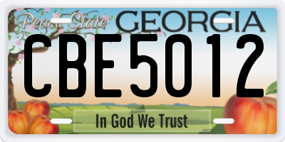GA license plate CBE5012