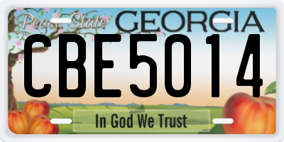 GA license plate CBE5014