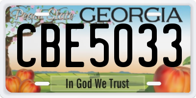 GA license plate CBE5033