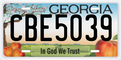 GA license plate CBE5039