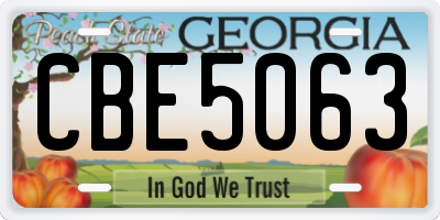 GA license plate CBE5063