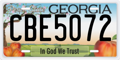 GA license plate CBE5072