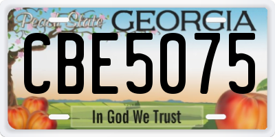 GA license plate CBE5075