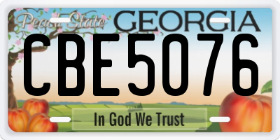 GA license plate CBE5076