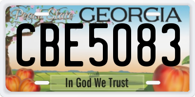 GA license plate CBE5083