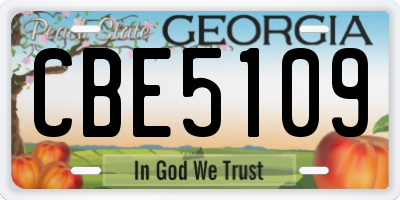GA license plate CBE5109