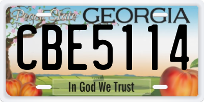 GA license plate CBE5114