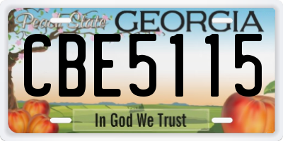 GA license plate CBE5115