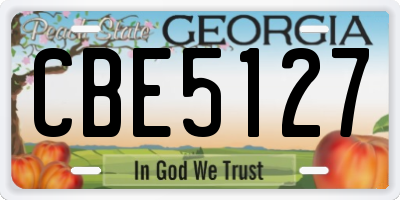 GA license plate CBE5127