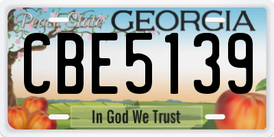 GA license plate CBE5139