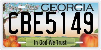 GA license plate CBE5149