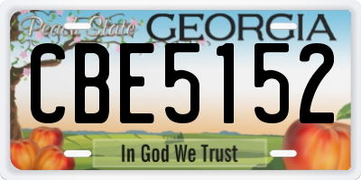 GA license plate CBE5152