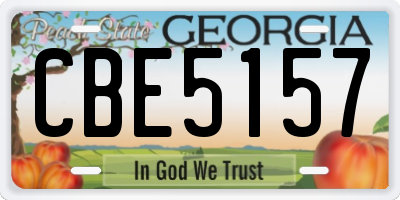 GA license plate CBE5157
