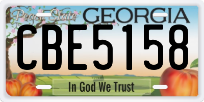 GA license plate CBE5158